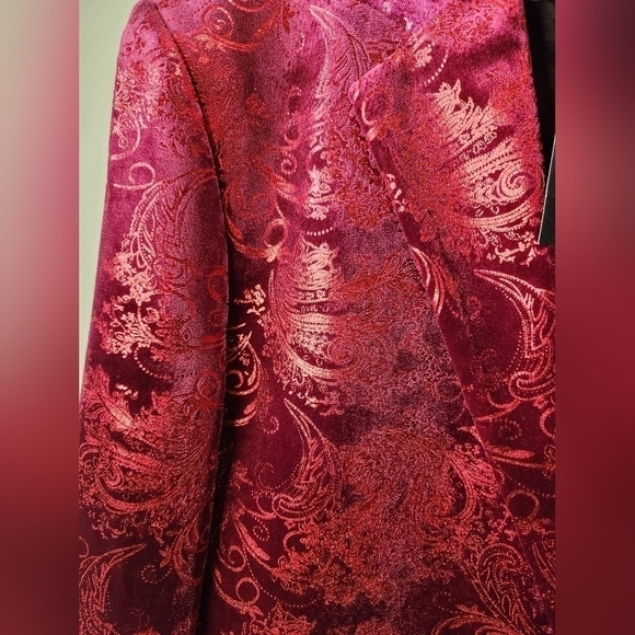NWT Burgundy and Metallic Paisley Swirl Cloudstyle Jacket XL - Picture 4 of 9